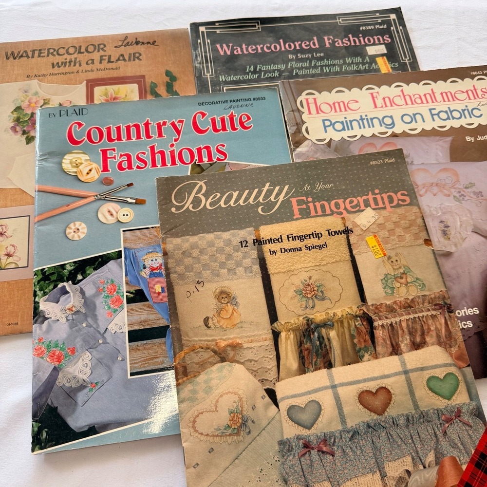 Plaid Decorative Painting Instruction Books Lot of 5 Fabric‎ FolkArt Acrylics